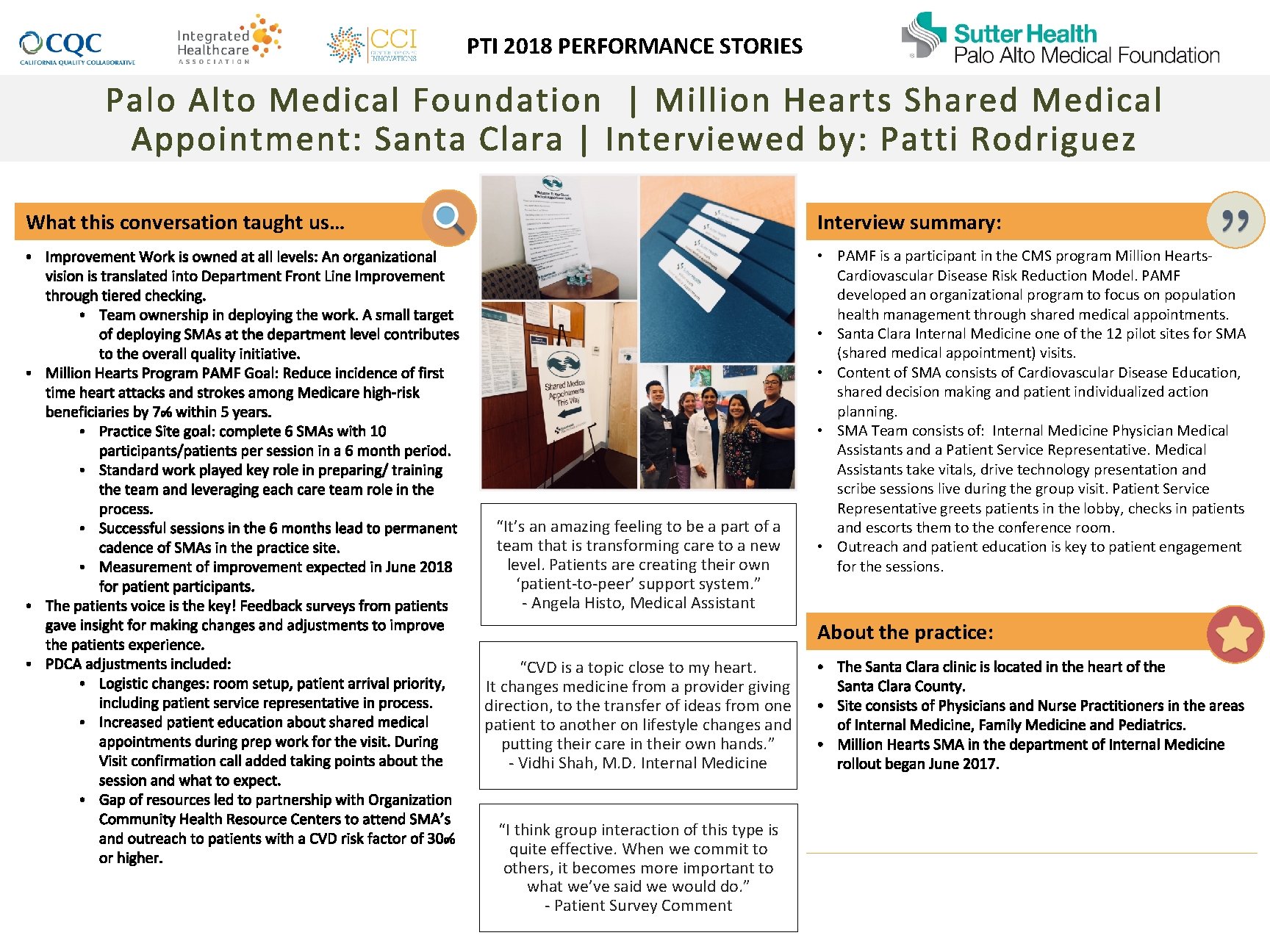 PTI 2018 PERFORMANCE STORIES What this conversation taught us… Interview summary: “It’s an amazing