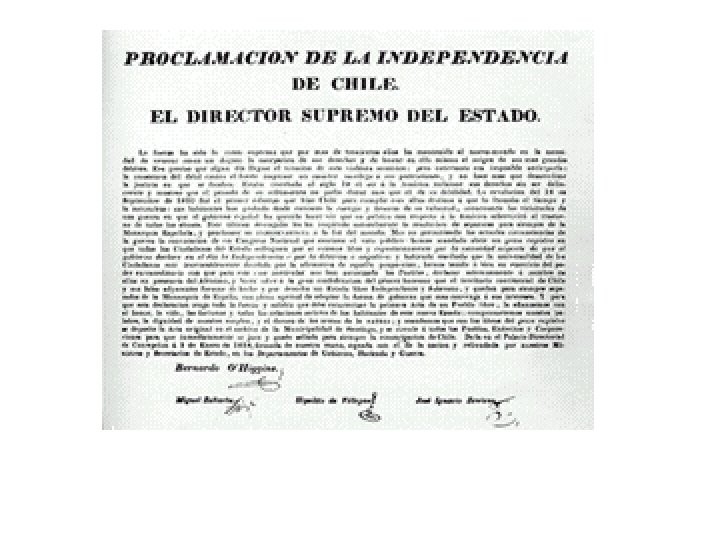 Proclamación de la Independencia de Chile EL Director Supremo del Estado 
