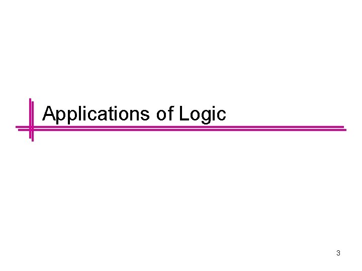 Applications of Logic 3 