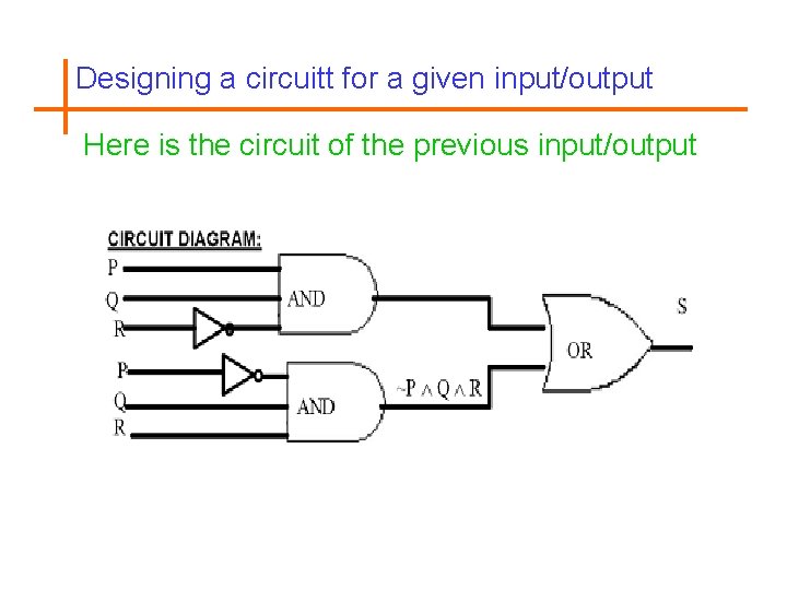 Designing a circuitt for a given input/output Here is the circuit of the previous
