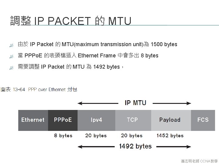 調整 IP PACKET 的 MTU 由於 IP Packet 的 MTU(maximum transmission unit)為 1500 bytes