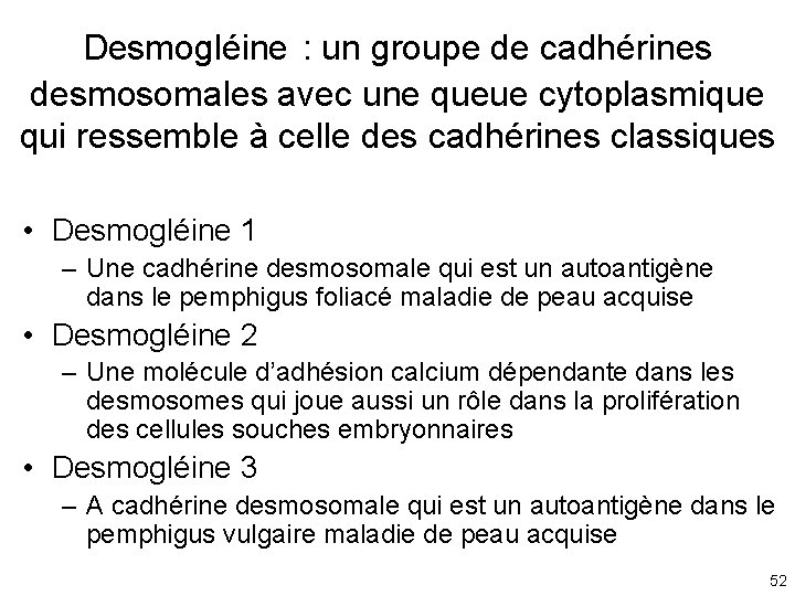 Desmogléine : un groupe de cadhérines desmosomales avec une queue cytoplasmique qui ressemble à Desmogléine : un groupe de cadhérines desmosomales avec une queue cytoplasmique qui ressemble à