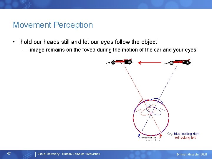 Movement Perception • hold our heads still and let our eyes follow the object