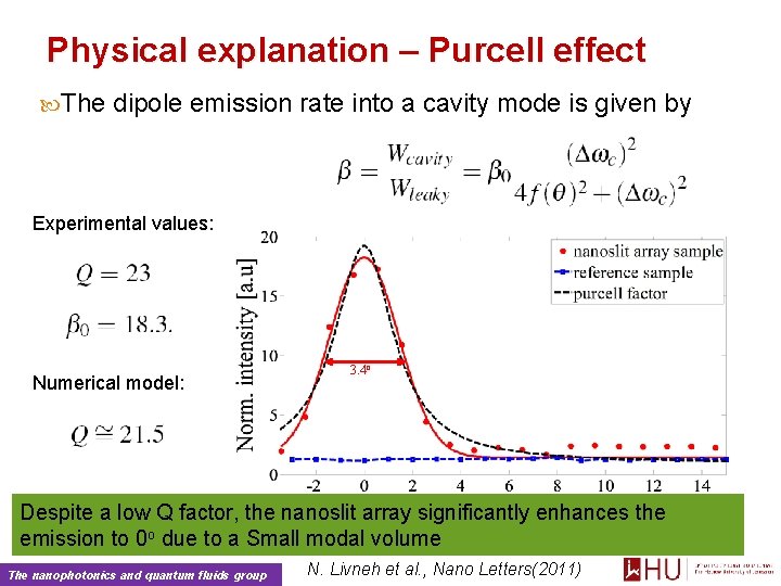 Physical explanation – Purcell effect The dipole emission rate into a cavity mode is