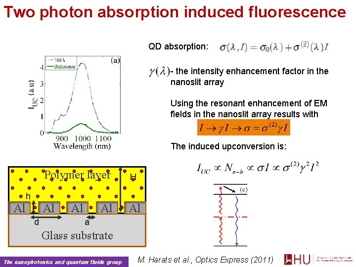 Two photon absorption induced fluorescence QD absorption: - the intensity enhancement factor in the