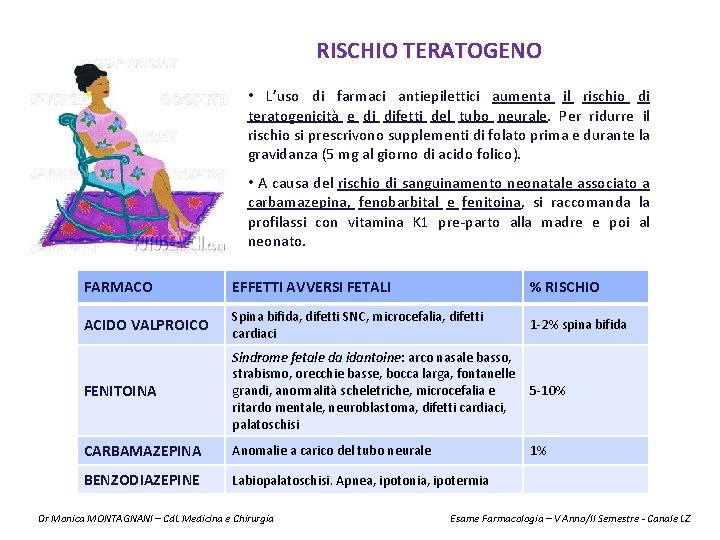 RISCHIO TERATOGENO • L’uso di farmaci antiepilettici aumenta il rischio di teratogenicità e di