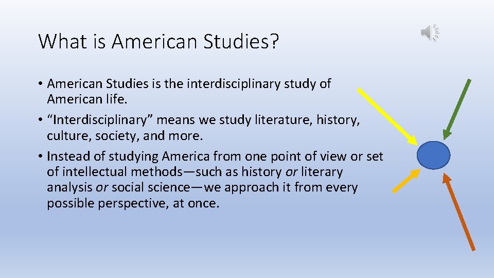 What is American Studies? • American Studies is the interdisciplinary study of American life.