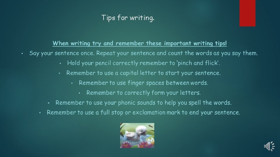 Tips for writing. 