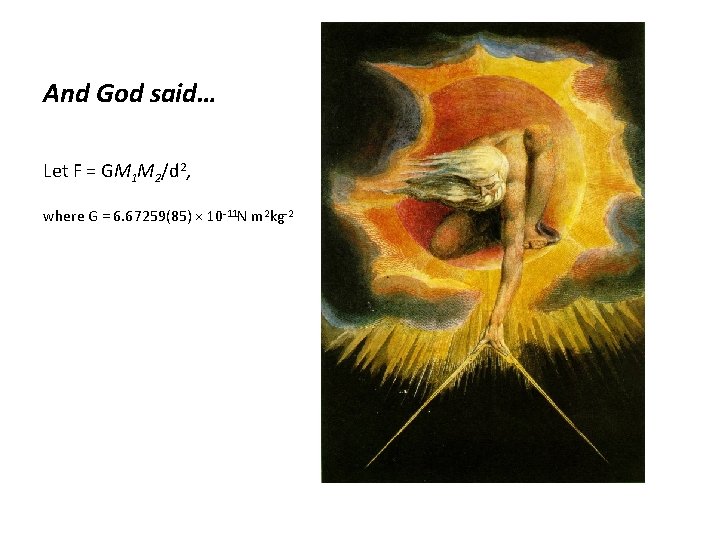 And God said… Let F = GM 1 M 2/d 2, where G =