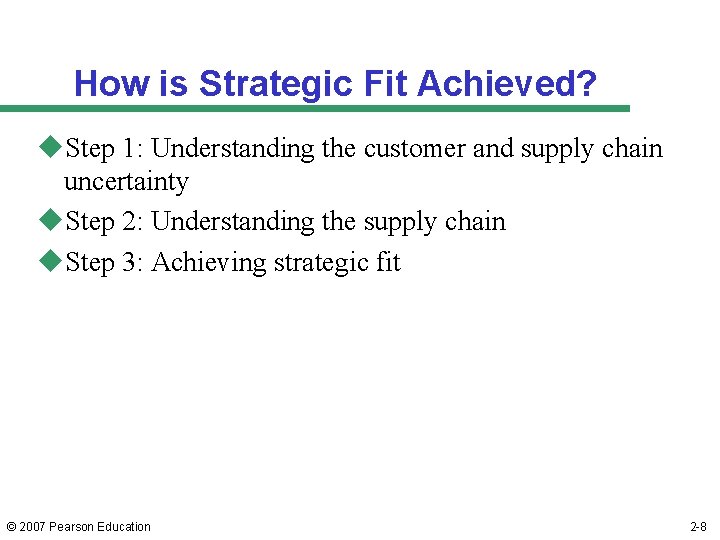 How is Strategic Fit Achieved? u. Step 1: Understanding the customer and supply chain