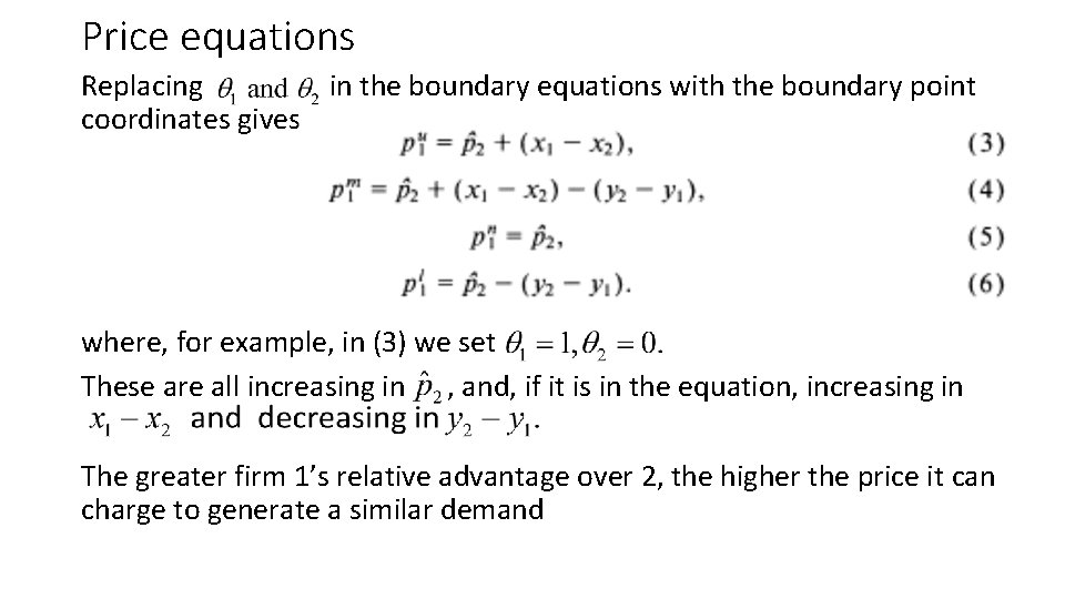 Price equations Replacing in the boundary equations with the boundary point coordinates gives where,