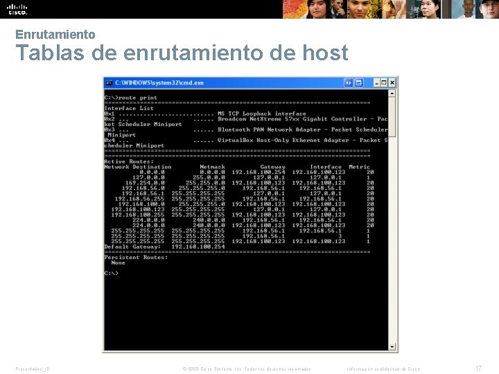 Enrutamiento Tablas de enrutamiento de host Presentation_ID © 2008 Cisco Systems, Inc. Todos los