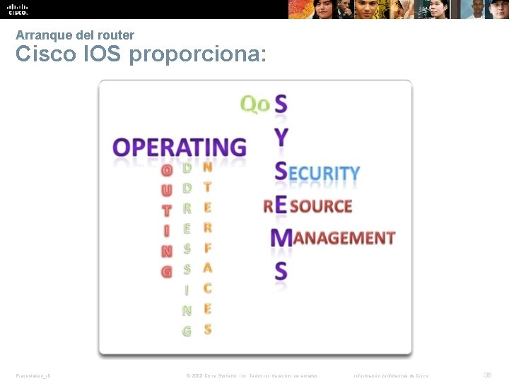 Arranque del router Cisco IOS proporciona: Presentation_ID © 2008 Cisco Systems, Inc. Todos los