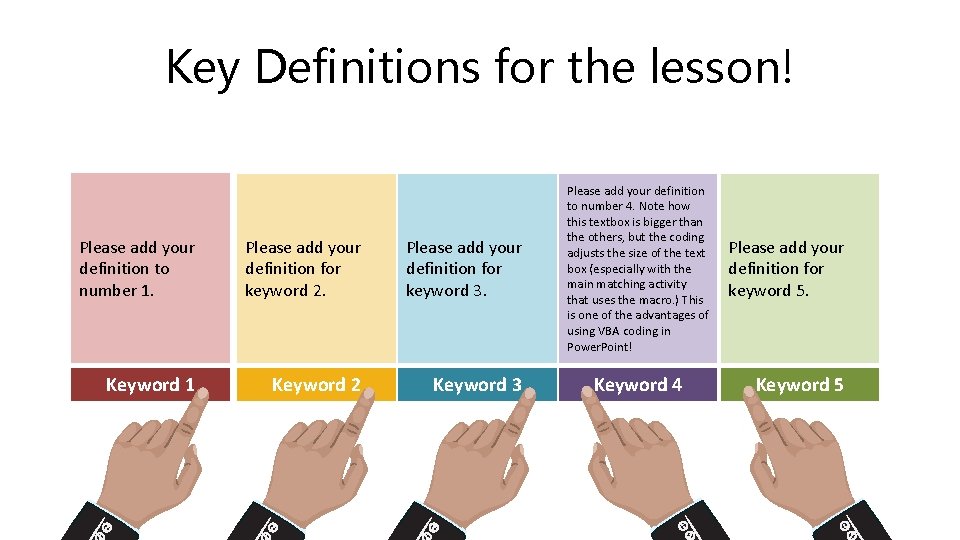 Key Definitions for the lesson! Please add your definition to number 1. Please add