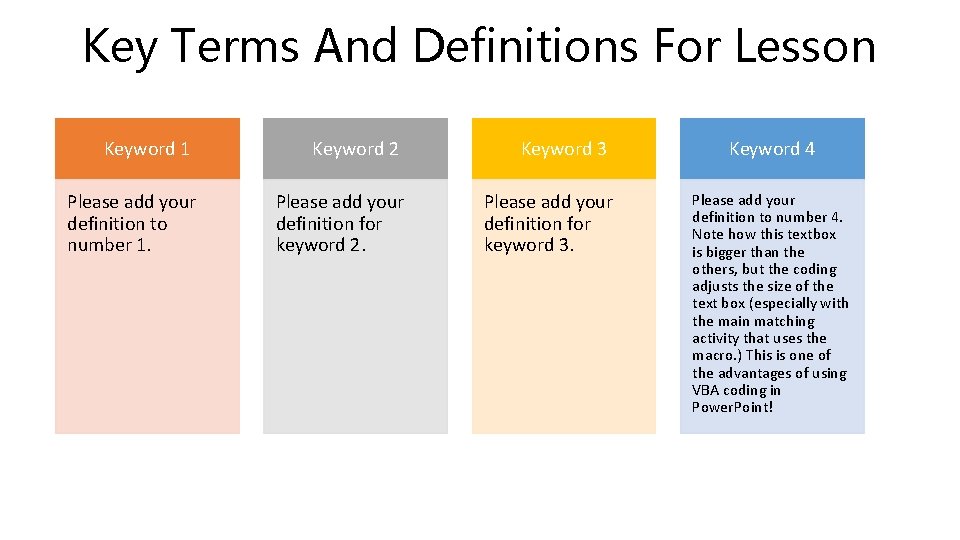 Key Terms And Definitions For Lesson Keyword 1 Keyword 2 Keyword 3 Please add