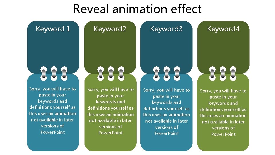 Reveal animation effect Keyword 1 Keyword 2 Keyword 3 Keyword 4 Sorry, you will