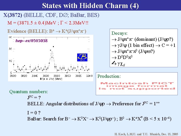 States with Hidden Charm (4) X(3872) (BELLE, CDF, D ; Ba. Bar, BES) M