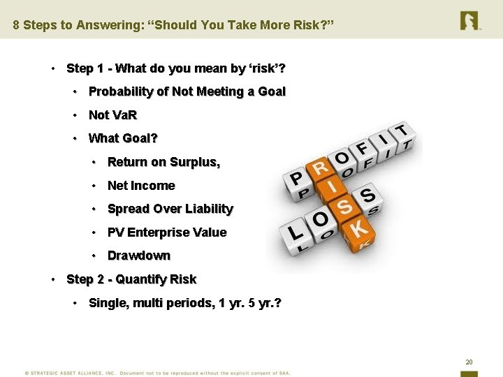 8 Steps to Answering: “Should You Take More Risk? ” • Step 1 -