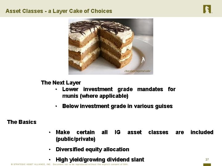Asset Classes - a Layer Cake of Choices Tex The Next Layer Text •