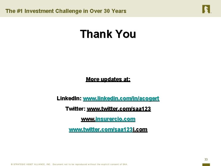 The #1 Investment Challenge in Over 30 Years Thank You More updates at: Text
