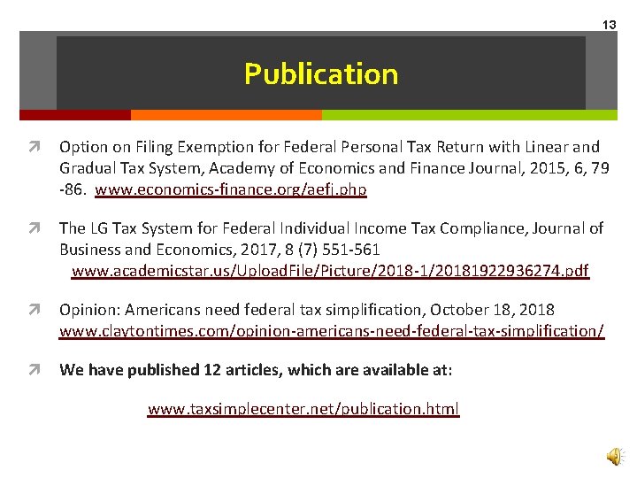 13 Publication Option on Filing Exemption for Federal Personal Tax Return with Linear and