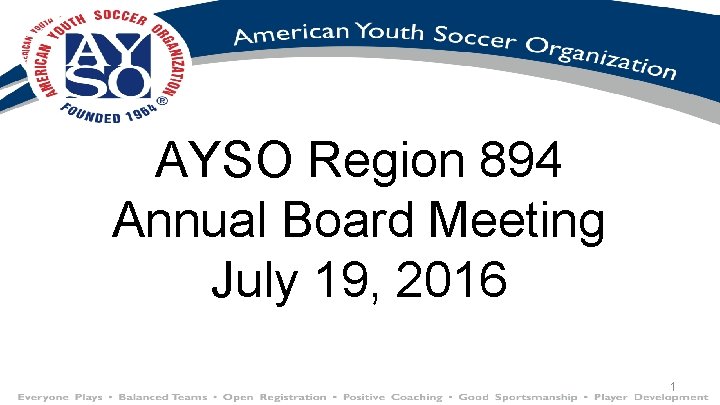 AYSO Region 894 Annual Board Meeting July 19, 2016 1 
