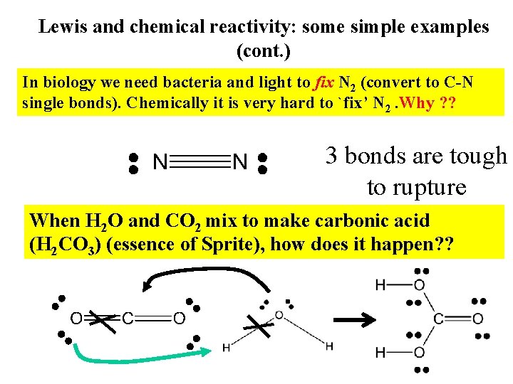 Lewis and chemical reactivity: some simple examples (cont. ) In biology we need bacteria