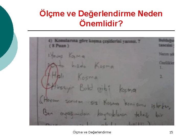 Ölçme ve Değerlendirme Neden Önemlidir? Ölçme ve Değerlendirme 15 