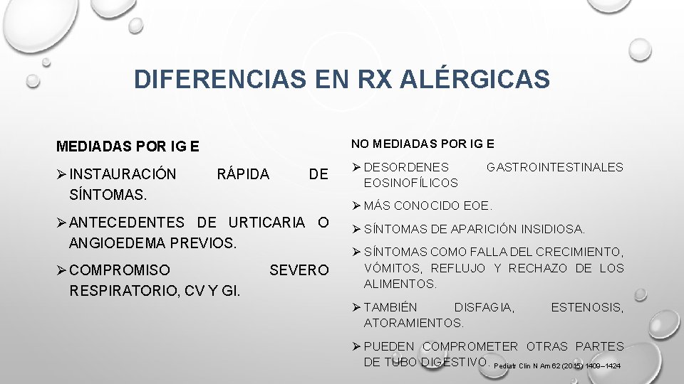 DIFERENCIAS EN RX ALÉRGICAS NO MEDIADAS POR IG E Ø INSTAURACIÓN SÍNTOMAS. RÁPIDA DE