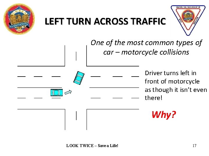 LEFT TURN ACROSS TRAFFIC One of the most common types of car – motorcycle