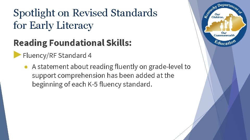 Spotlight on Revised Standards for Early Literacy Reading Foundational Skills: ▶ Fluency/RF Standard 4