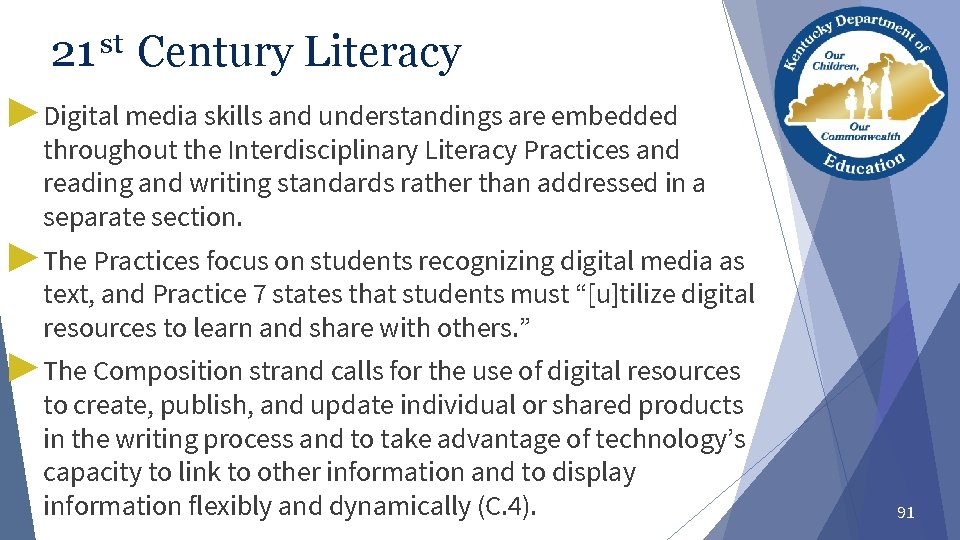 21 st Century Literacy ▶ Digital media skills and understandings are embedded throughout the