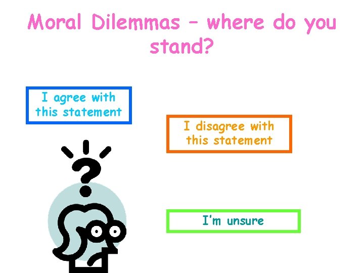 Moral Dilemmas – where do you stand? I agree with this statement I disagree Moral Dilemmas – where do you stand? I agree with this statement I disagree