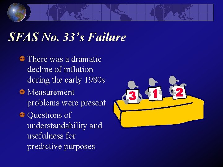 SFAS No. 33’s Failure There was a dramatic decline of inflation during the early