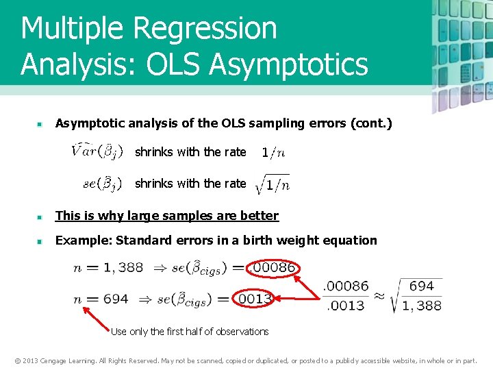 Multiple Regression Analysis: OLS Asymptotics Asymptotic analysis of the OLS sampling errors (cont. )