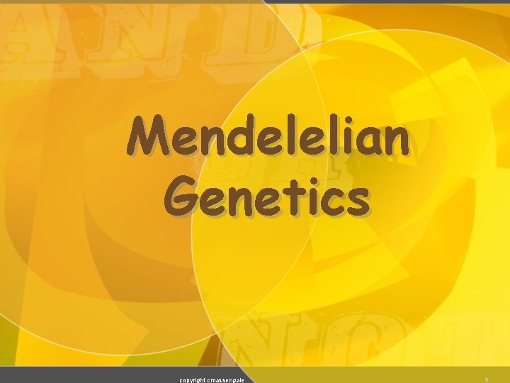 Mendelelian Genetics copyright cmassengale 1 Mendelelian Genetics copyright cmassengale 1