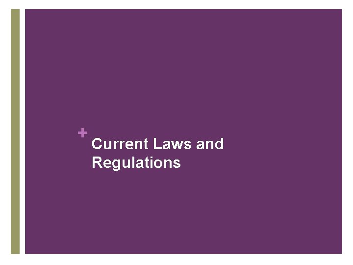 + Current Laws and Regulations 