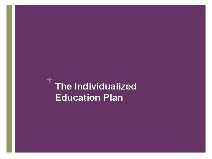 + The Individualized Education Plan 