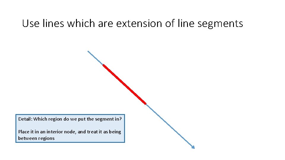 Use lines which are extension of line segments Detail: Which region do we put