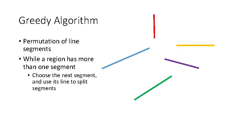 Greedy Algorithm • Permutation of line segments • While a region has more than