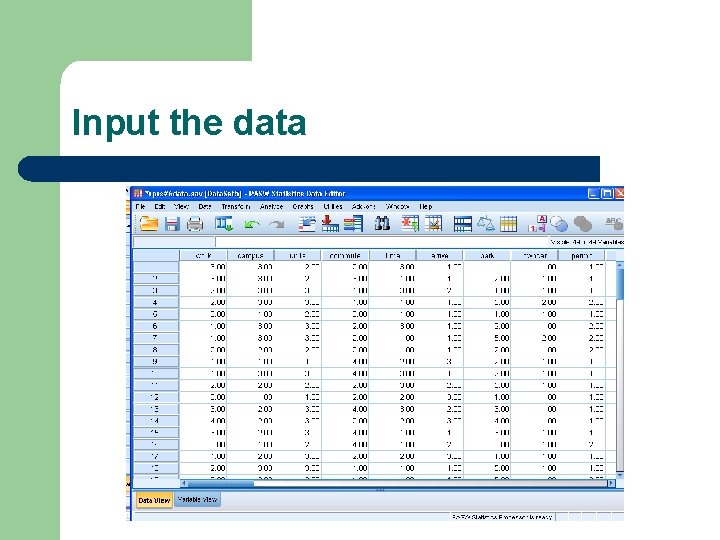 Input the data 