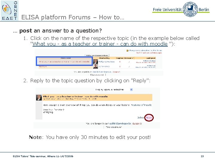 ELISA platform Forums – How to… … post an answer to a question? 1.