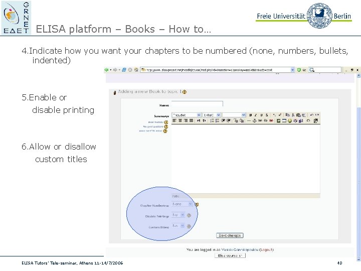ELISA platform – Books – How to… 4. Indicate how you want your chapters