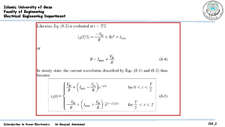 Islamic University of Gaza Faculty of Engineering Electrical Engineering Department Introduction to Power Electronics