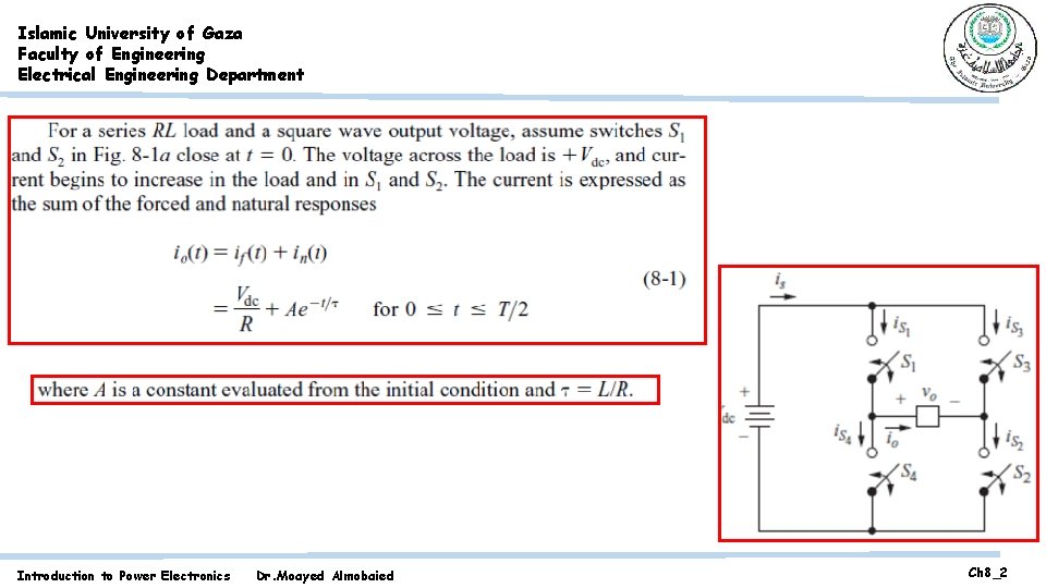 Islamic University of Gaza Faculty of Engineering Electrical Engineering Department Introduction to Power Electronics