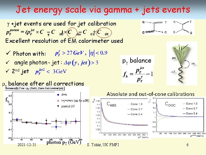 Jet energy scale via gamma + jets events +jet events are used for jet