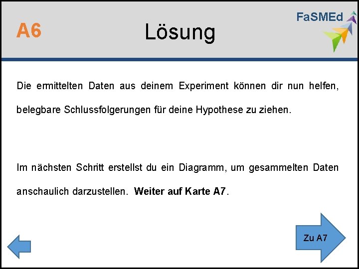 A 6 Lösung Fa. SMEd Die ermittelten Daten aus deinem Experiment können dir nun