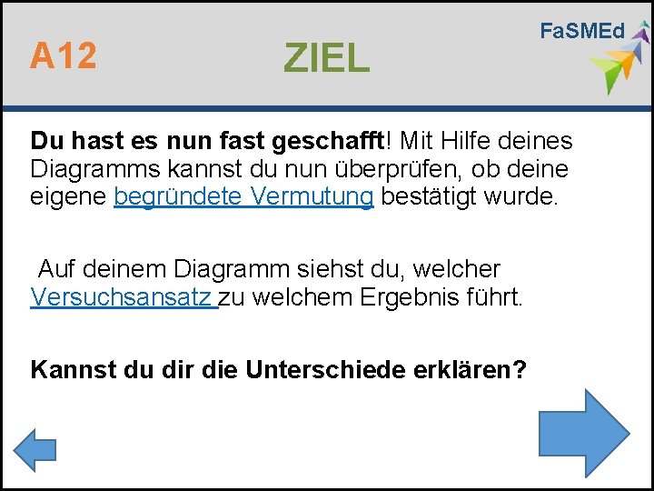 A 12 ZIEL Fa. SMEd Du hast es nun fast geschafft! Mit Hilfe deines