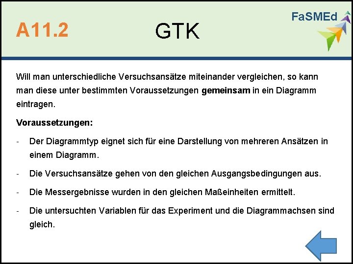 A 11. 2 GTK Fa. SMEd Will man unterschiedliche Versuchsansätze miteinander vergleichen, so kann