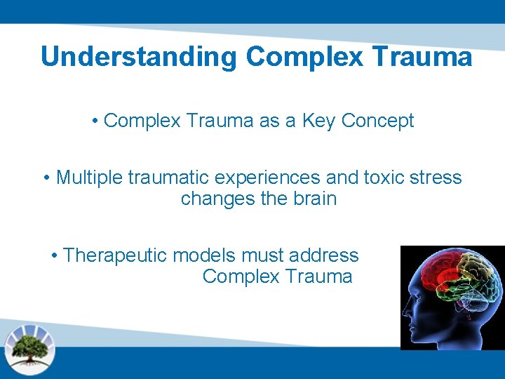 Understanding Complex Trauma • Complex Trauma as a Key Concept • Multiple traumatic experiences